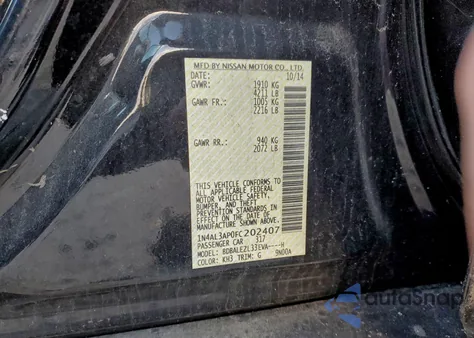 2015 Nissan Altima 2.5 z USA, uszkodzony, nr VIN 1N4AL3AP0FC202407